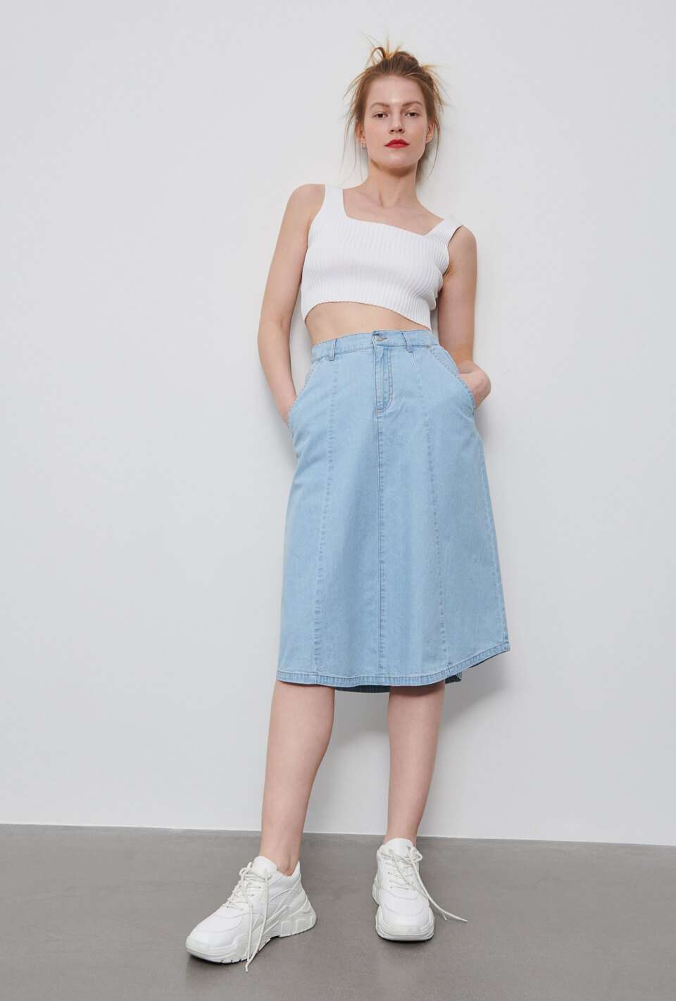 Skirt Solid Color High Waist