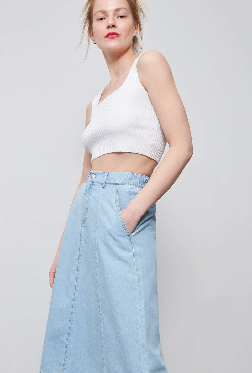 Skirt Solid Color High Waist