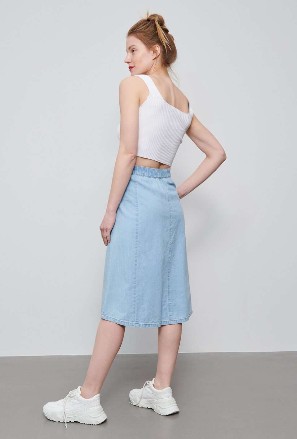 Skirt Solid Color High Waist