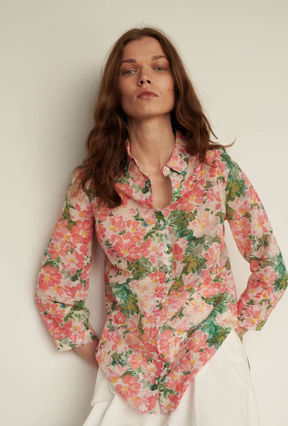Floral Print Women`s Blouse