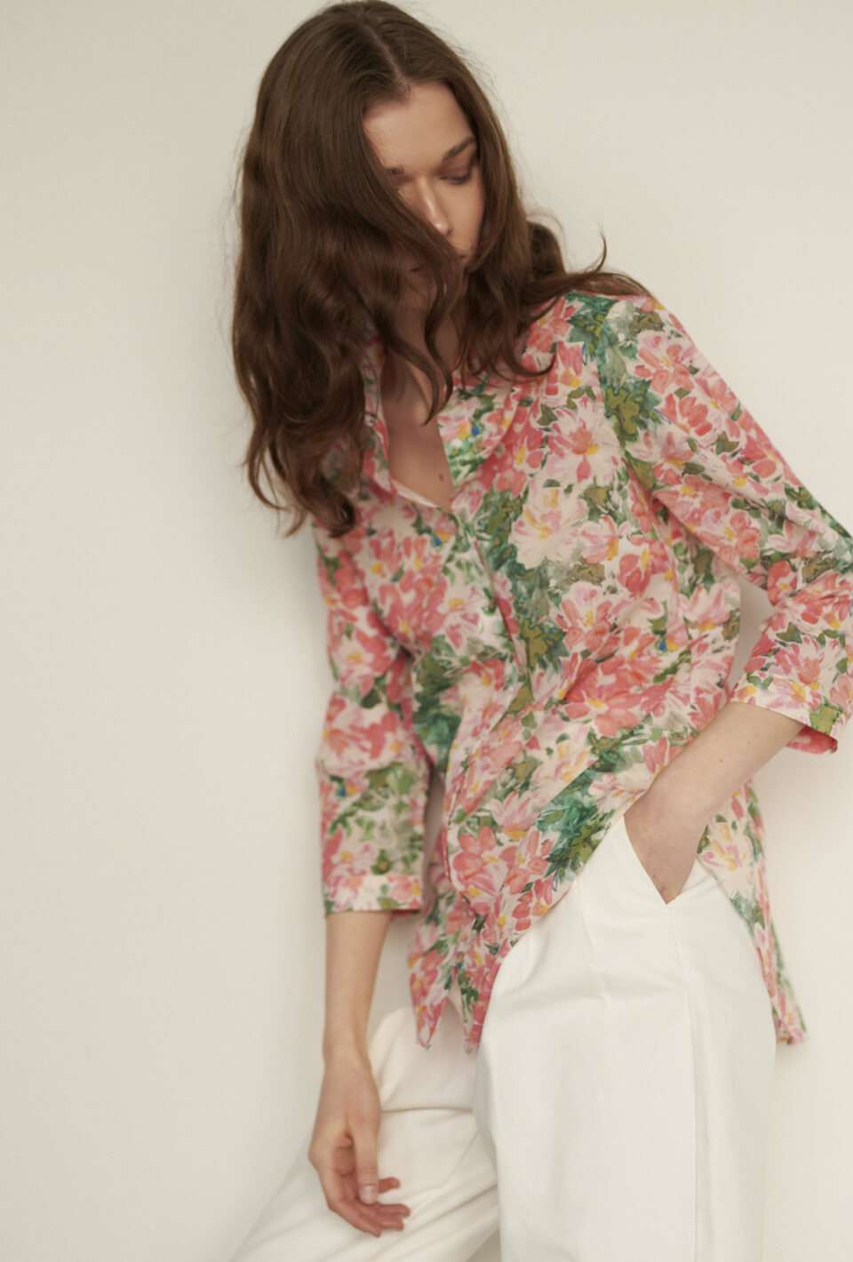 Floral Print Women`s Blouse