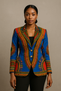 Classic Dashiki Blazer with Gold Buttons