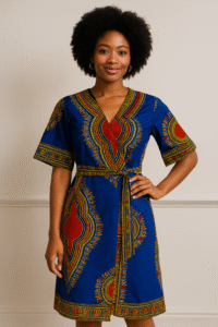 Midi Dashiki Wrap Dress