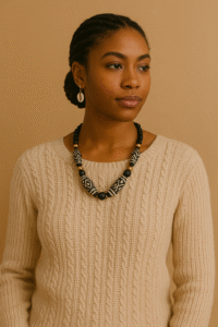 cowrie shell earrings or tribal necklaces