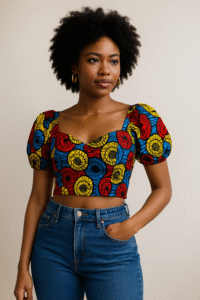 Ankara Crop Top + High-Waist Jeans