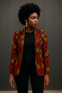 Ankara Blazer Over All-Black