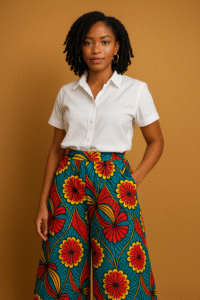 Ankara Palazzo Trousers + Plain White Shirt
