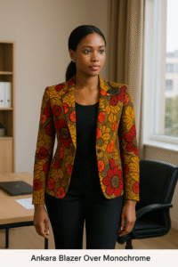 Ankara Blazer Over Monochrome