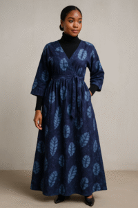 Adire Maxi Dress + Turtleneck Layer