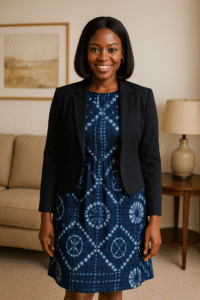 Adire Shift Dress with Jacket