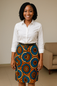 Ankara Skirt + White Blouse