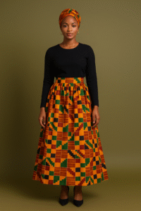 Kente Skirt and Plain Blouse