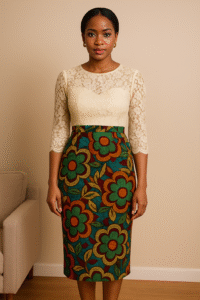 Lace + Ankara Combo Dress