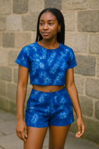 adire crop top and short